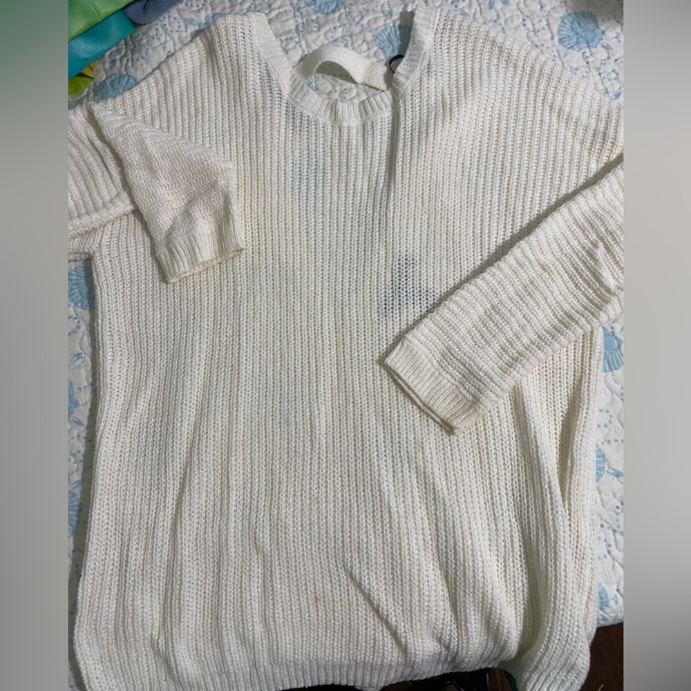 Forever 21 Open Back White Sweater